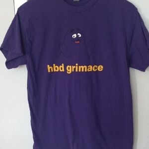 Happy Birthday Grimace Purple Short Sleeve Tee with Graphic Womans Medium